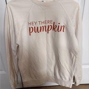 Cream Sweatshirt with Pumpkin Text